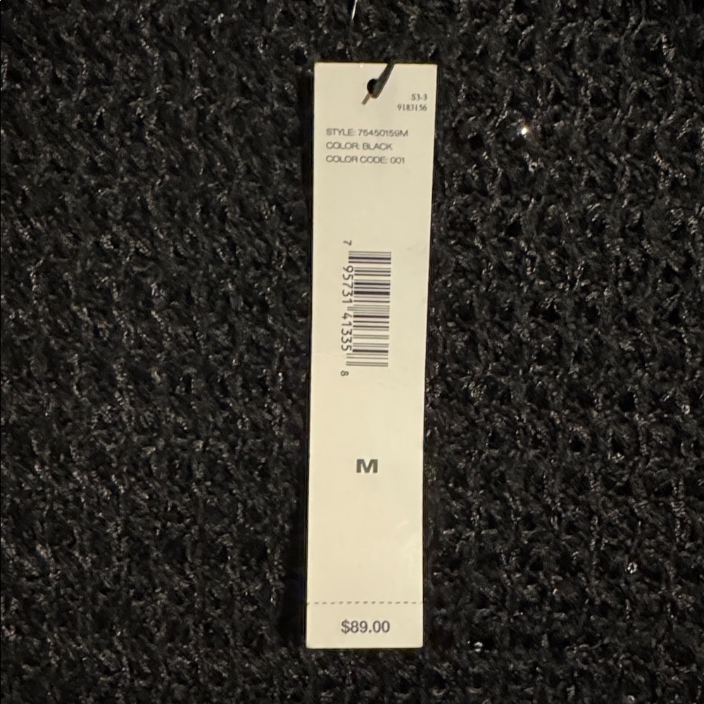 DKNY Black Textured Knit Sequins Crewneck Sweater - Picture 8 of 10